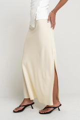 Ashlyn Textured Maxi Skirt in Natural