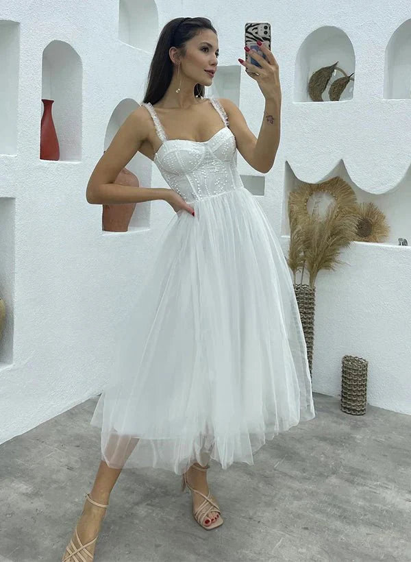 A Line Sweetheart symmetrical Satin Wedding Dresses With Cascading Ruffles