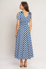 BLUE VOYAGE STRIPE MIDI DRESS