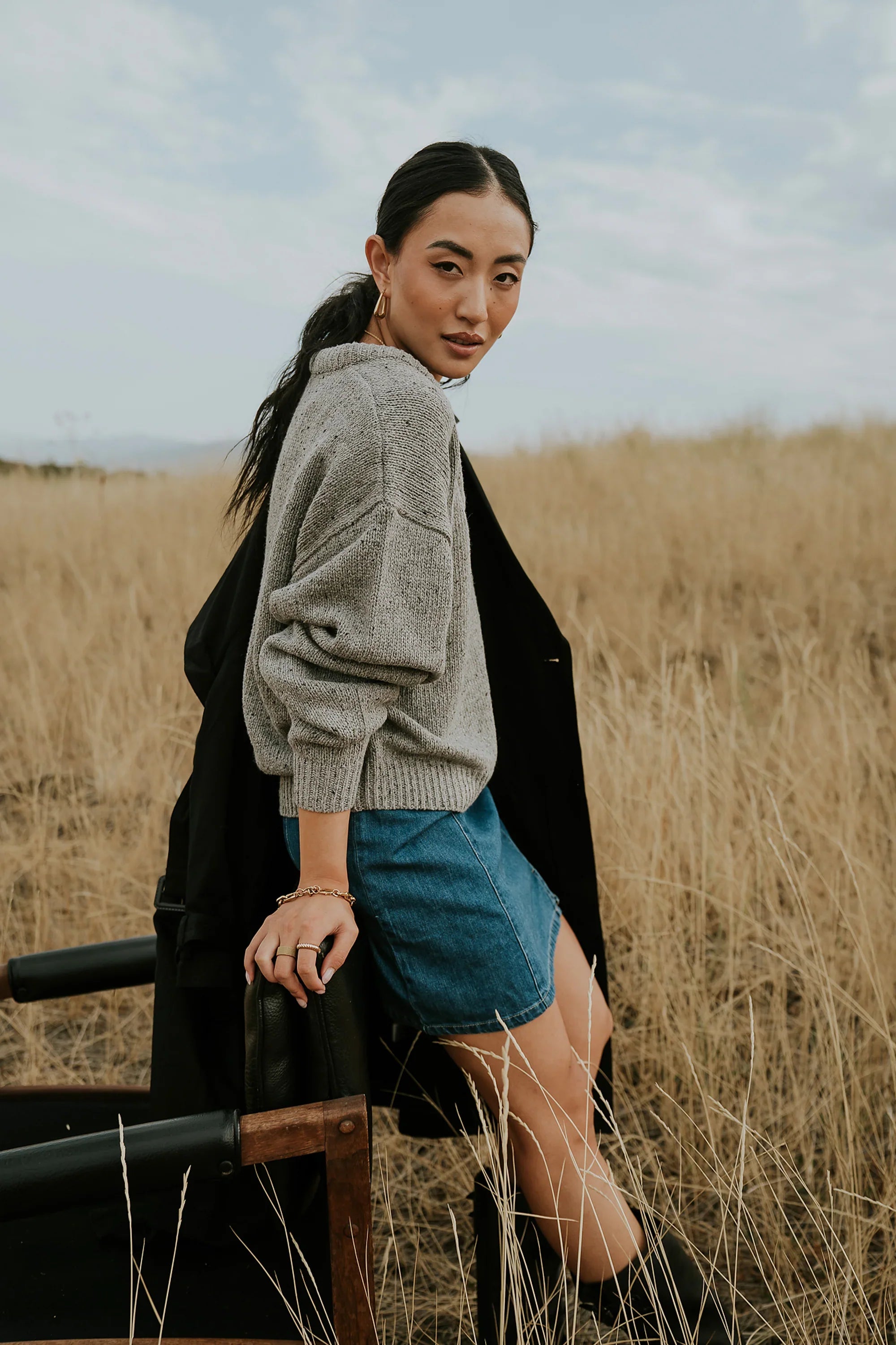 Fern Relaxed Sweater in Grey FINAL SALE