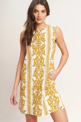 CITY GIRL WITH EDGE YELLOW MINI SHIFT DRESS
