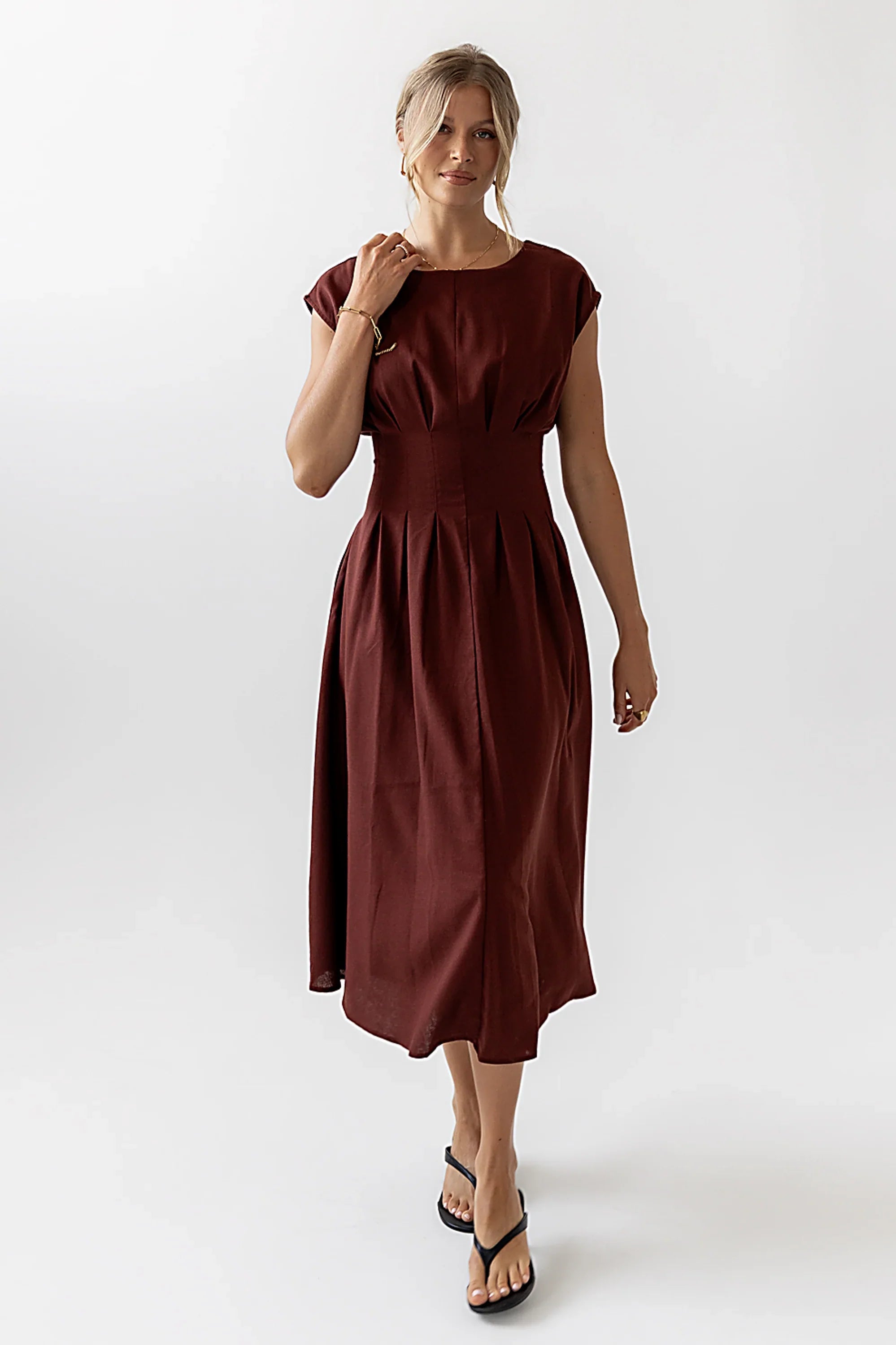 Matilda Pleated Maxi Dress in Rust FINAL SALE