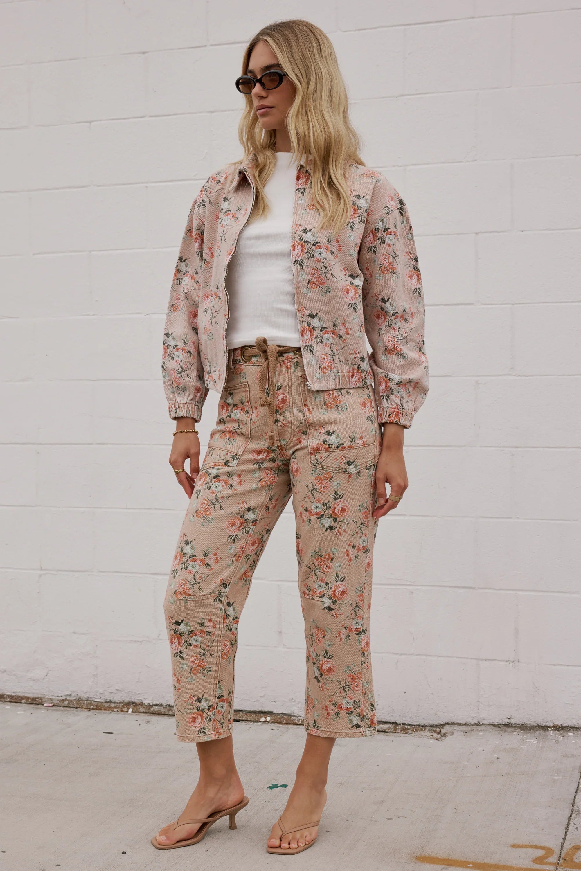 Kellie Floral Barrel Jeans in Vintage Ginger