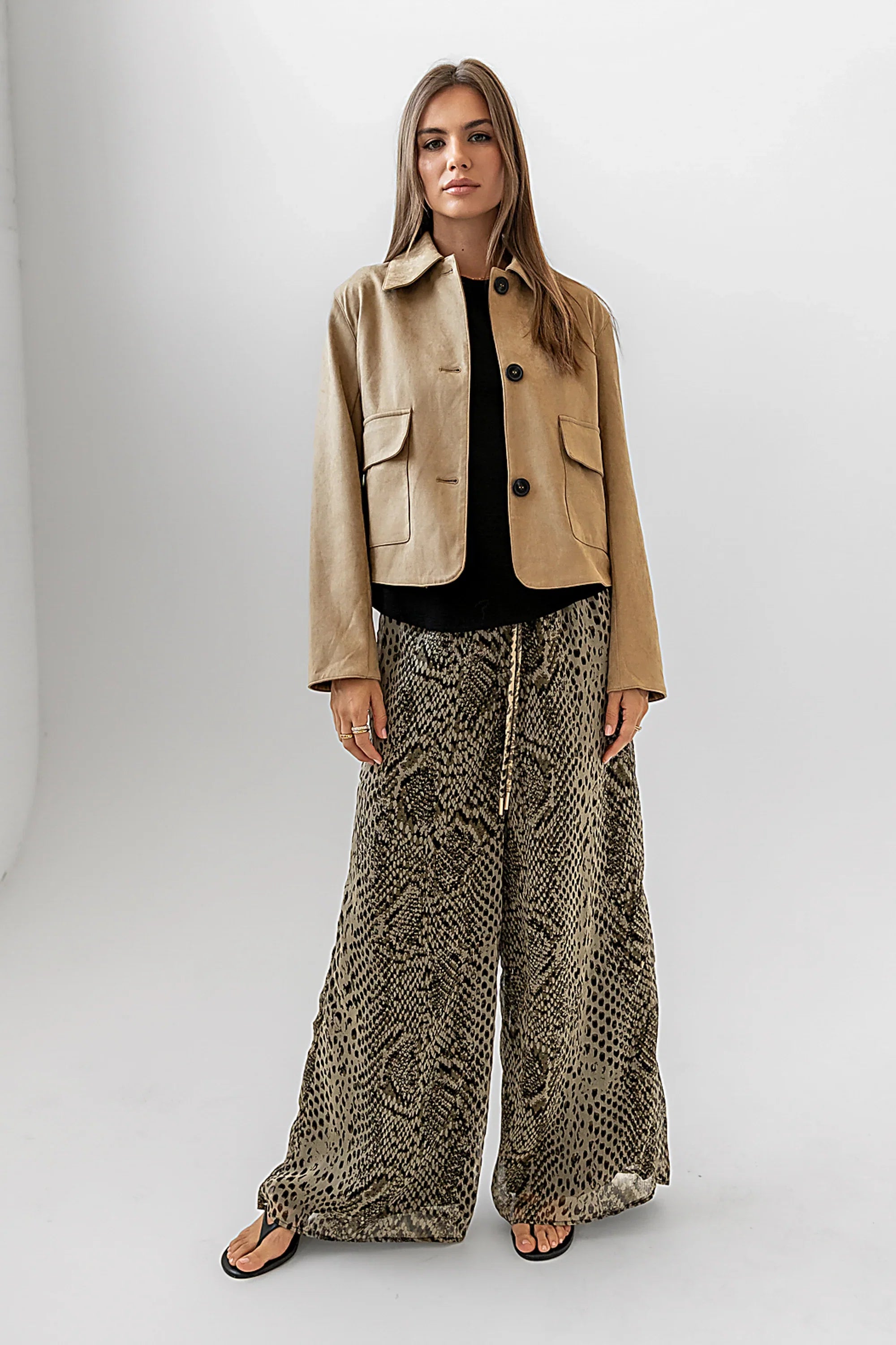 Aden Suede Jacket in Khaki FINAL SALE