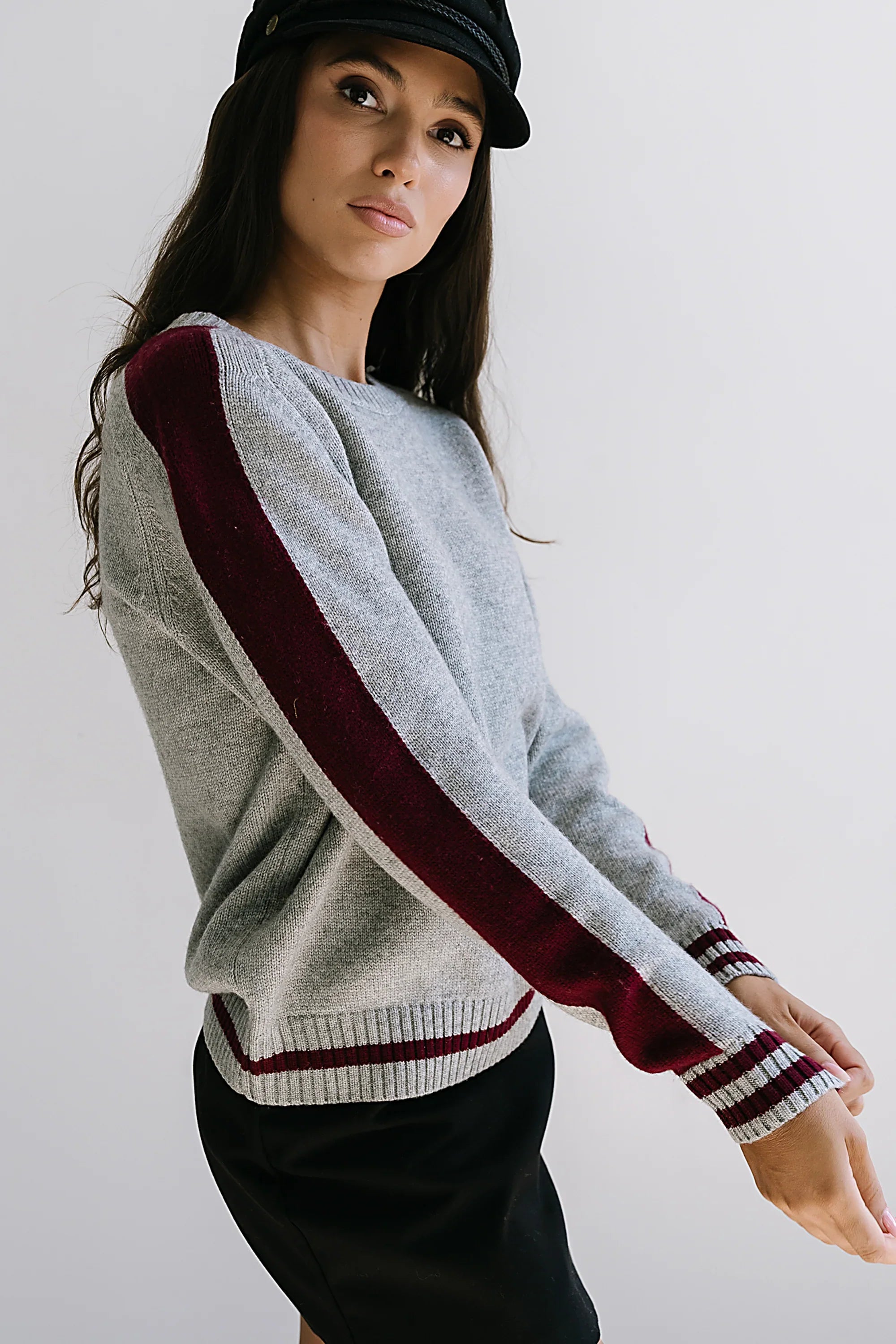 Jayce Striped Sweater in Grey FINAL SALE