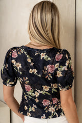 Faith Floral Blouse in Black FINAL SALE