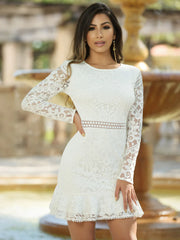 Medindie Dress White Lace Open Back Dress