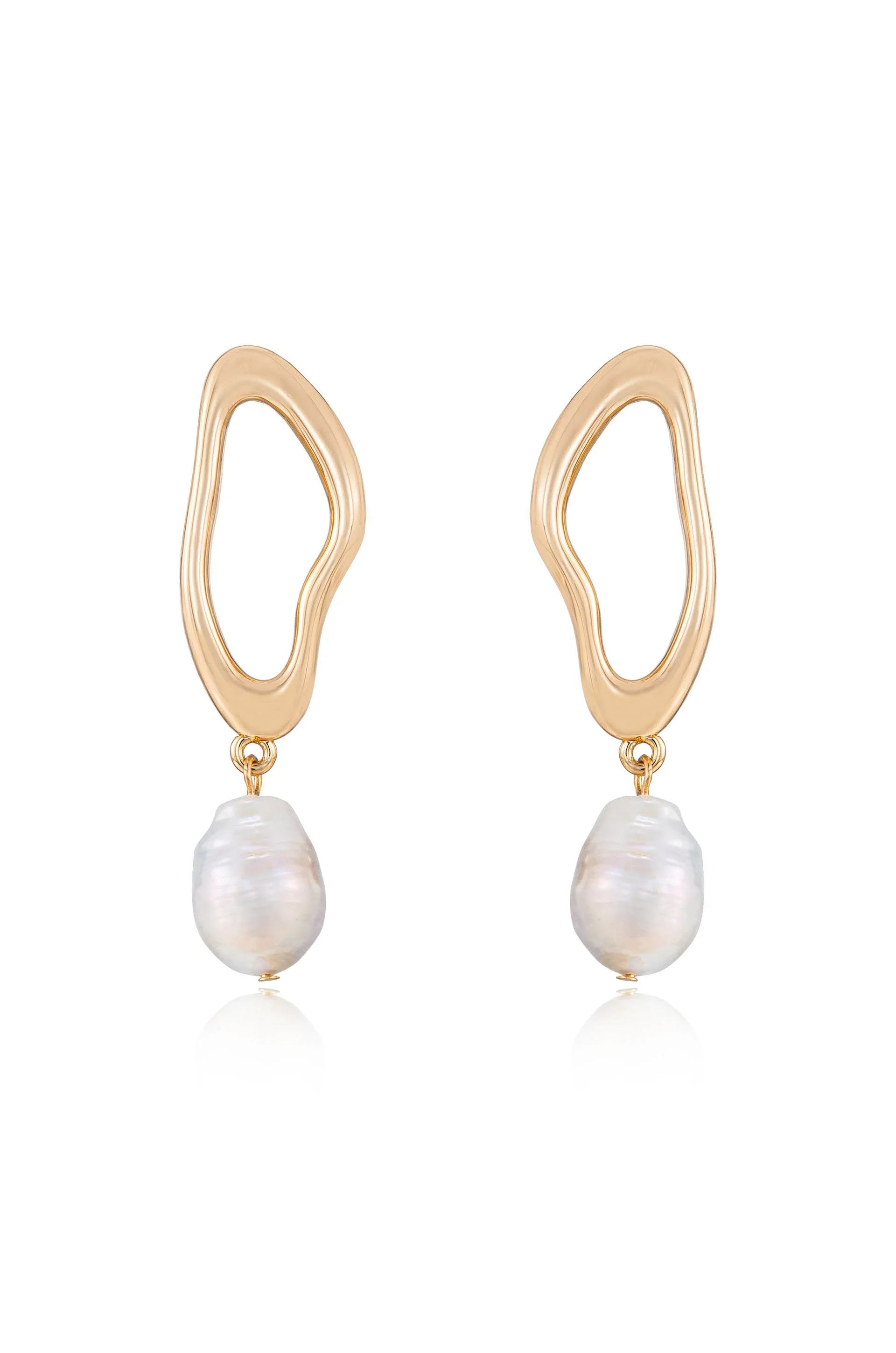 Open Circle Freshwater Pearl Earrings