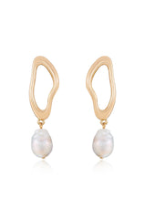 Open Circle Freshwater Pearl Earrings