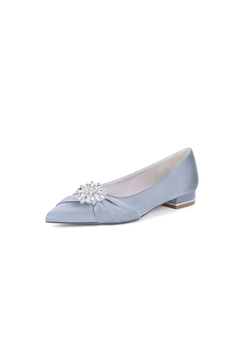 Champagne High Heels with Crystal Flower Embellishment