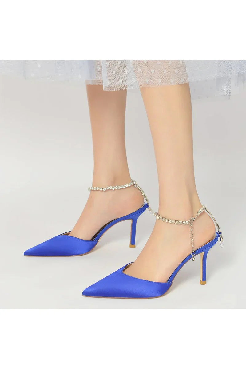 Cocktail Pointed Toe Crystal Strap High Heels