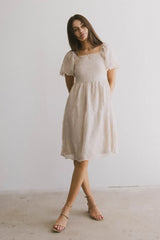 Karrie Embroidered Midi Dress in Champagne FINAL SALE