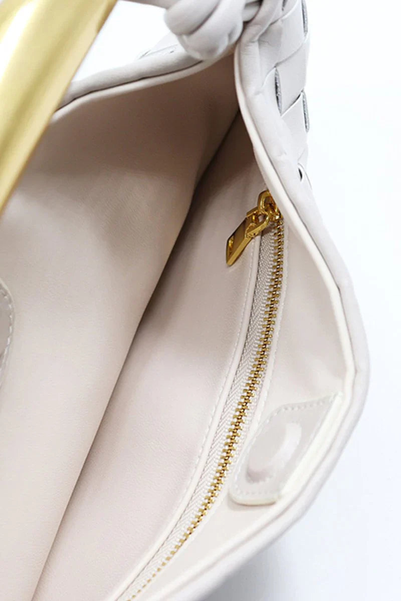 Womens Woven Dumpling Clutch Bag