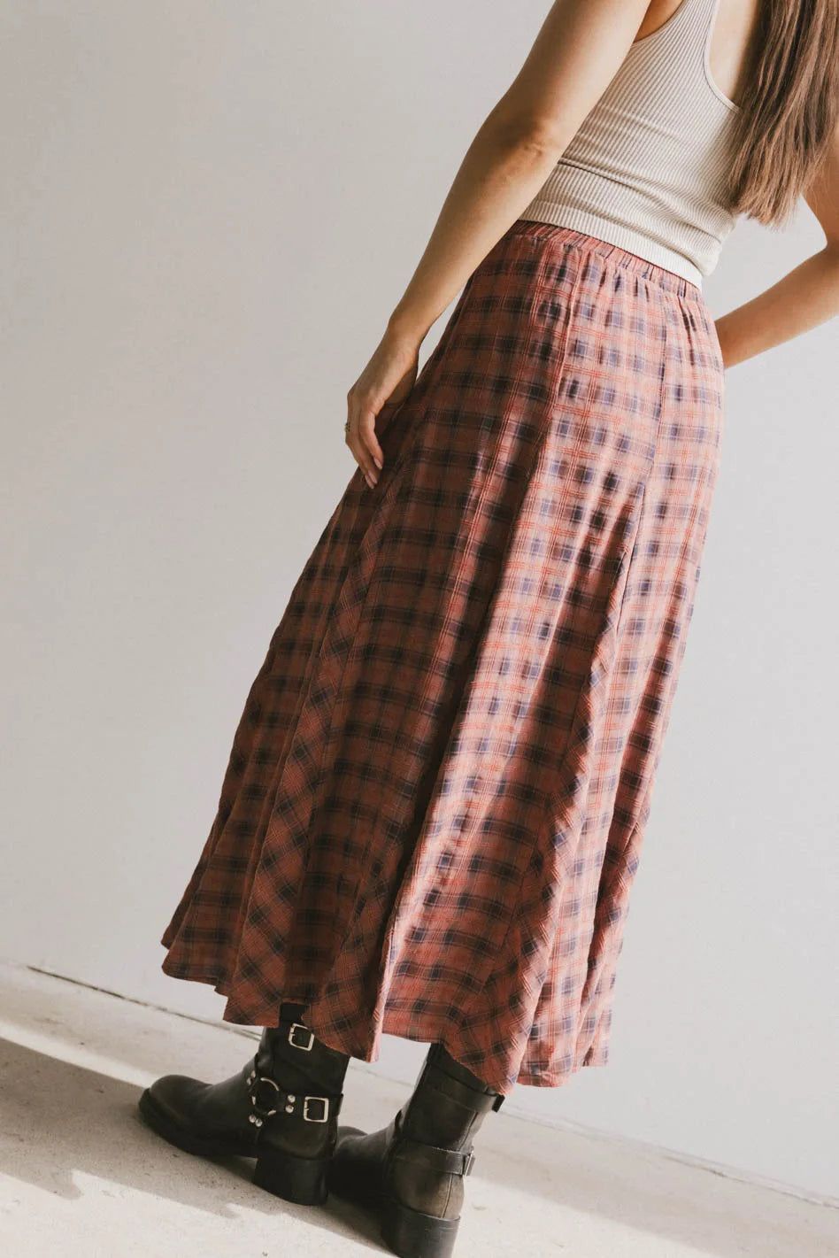 Pippin Plaid Maxi Skirt in Red FINAL SALE