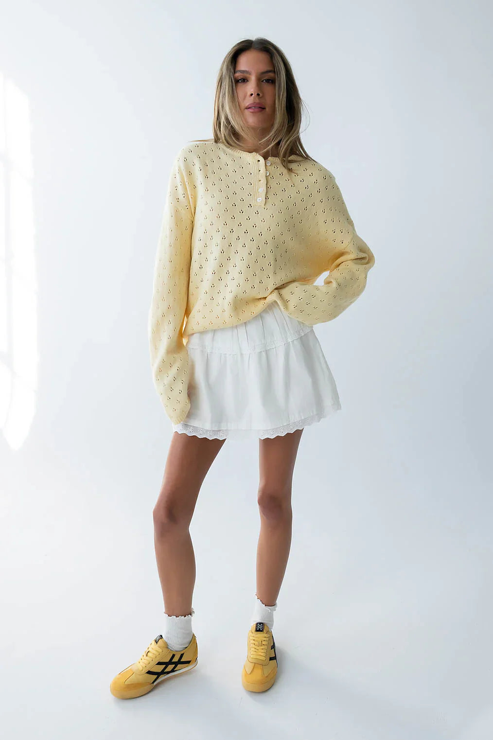 Margot Pointelle Sweater in Butter Yellow FINAL SALE