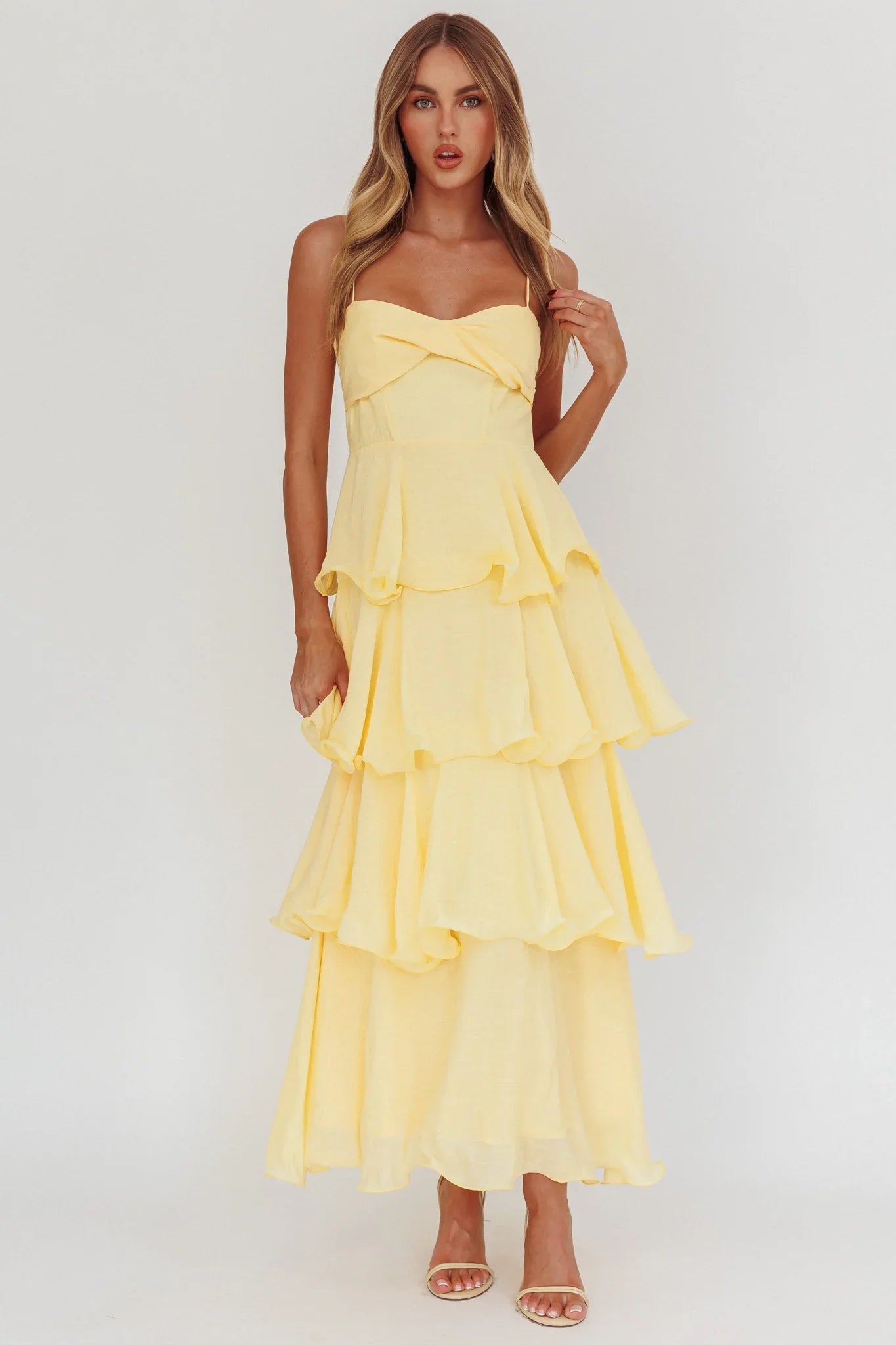 Heather Maxi Dress Tiered Ruffle Maxi Yellow