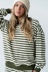 Taya Striped Sweater in Olive FINAL SALE