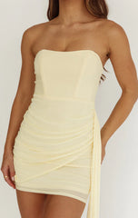 DARIA ASYMMETRICAL MINI DRESS SOFT YELLOW