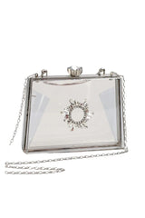 Womens Clear PVC Rhinestones Crossbody Evening Clutch Bags