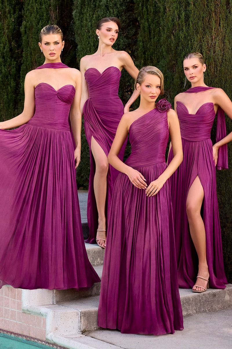Minna Gown Rosette One Shoulder A line Shimmer Chiffon Dress