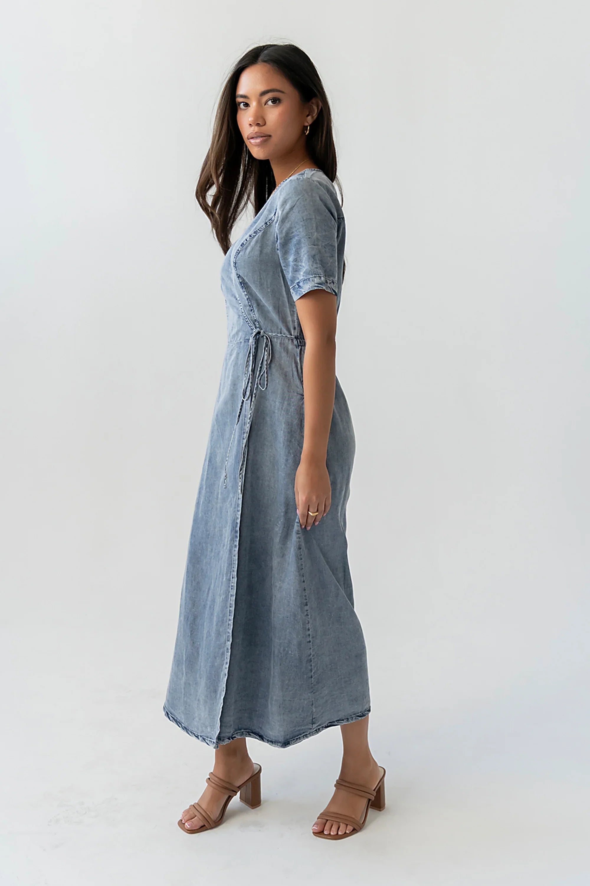 Tatum Denim Wrap Midi Dress