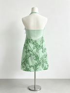 Halter Green Leaf Sequin Mini Bodycon Dress