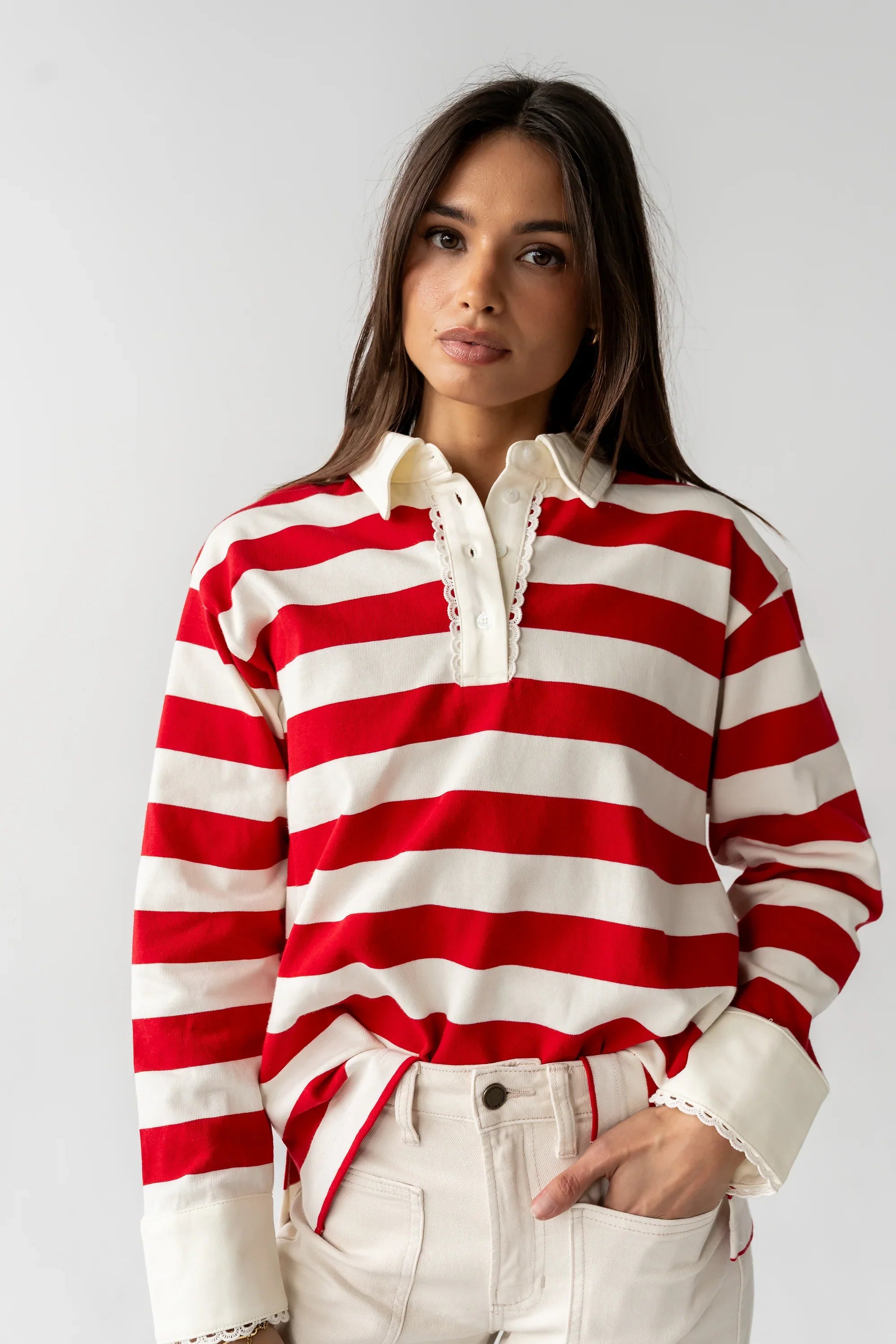 Hamlin Striped Top in Red