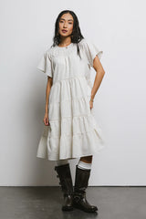 Neve Textured Midi Dress in Ivory FINAL SALE