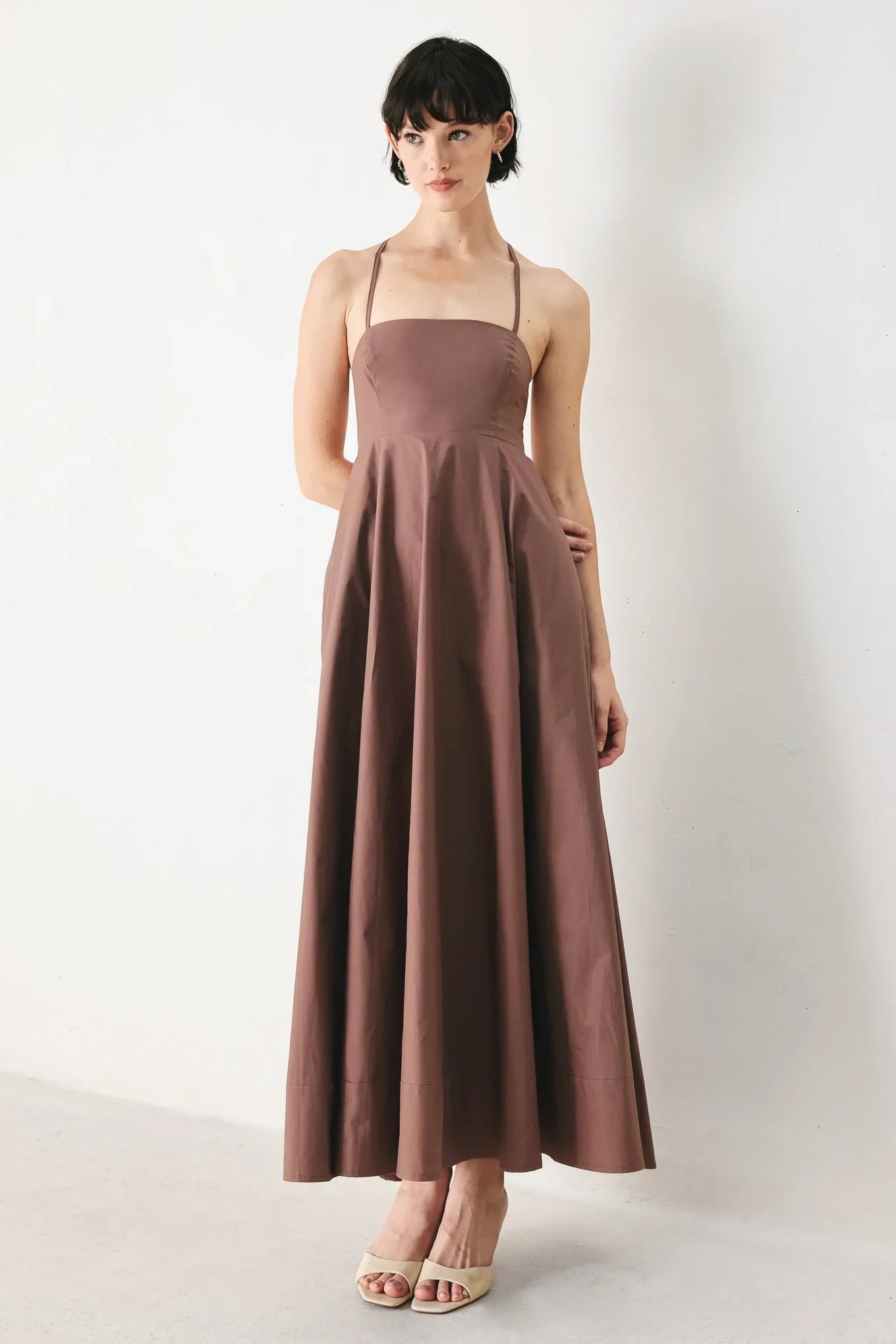PURE LINE OPEN BACK MIDI DRESS