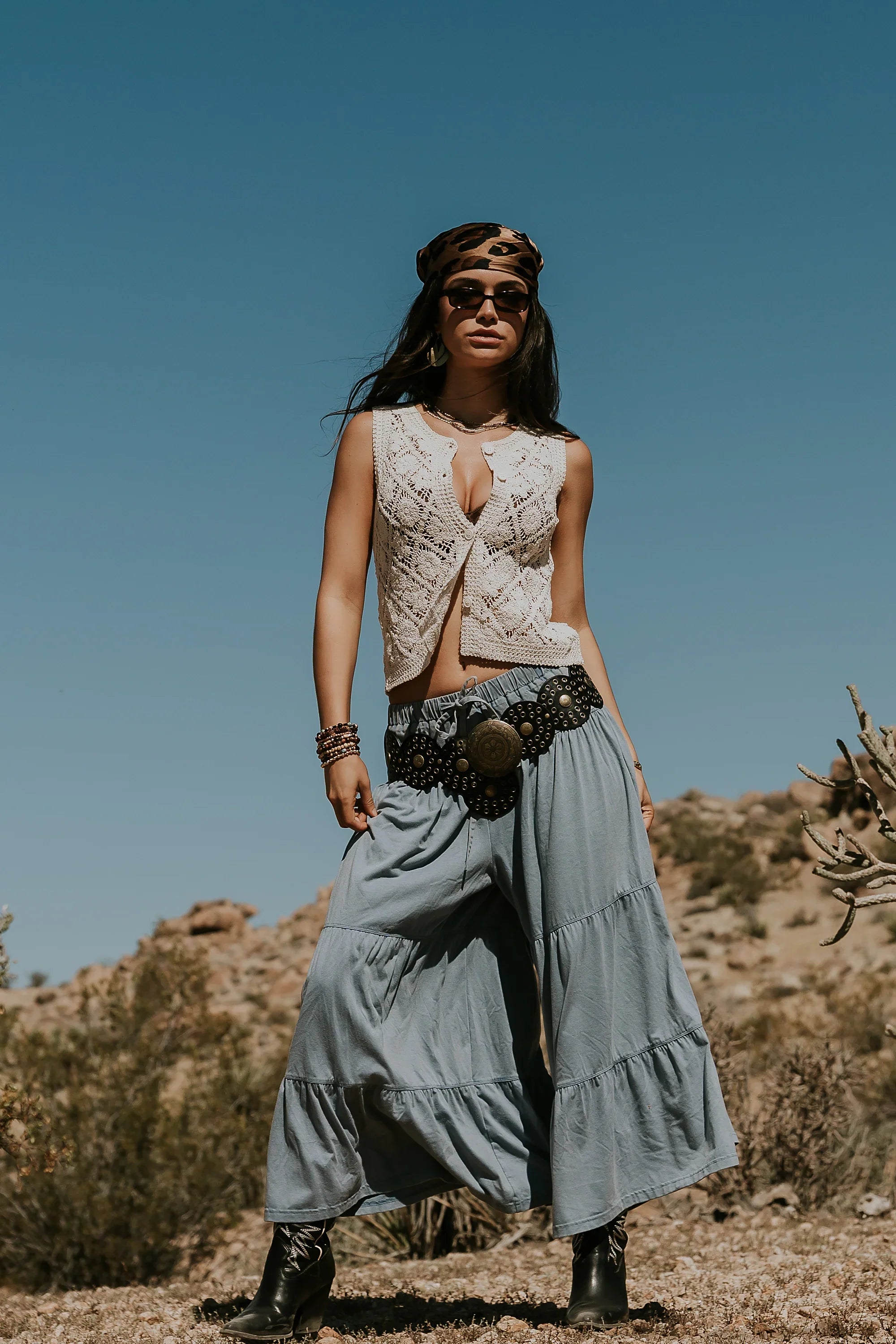 Asha Tiered Pants in Blue