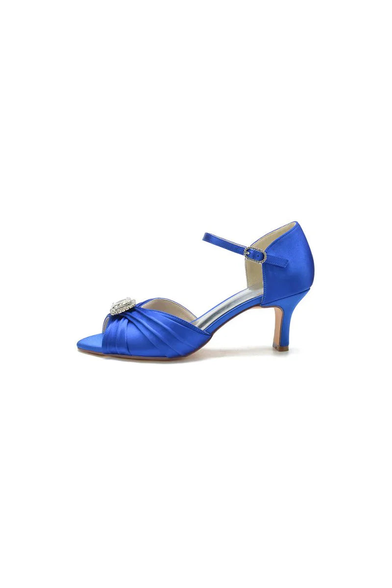 Elegant Blue Pump with Silver Buckle Accent