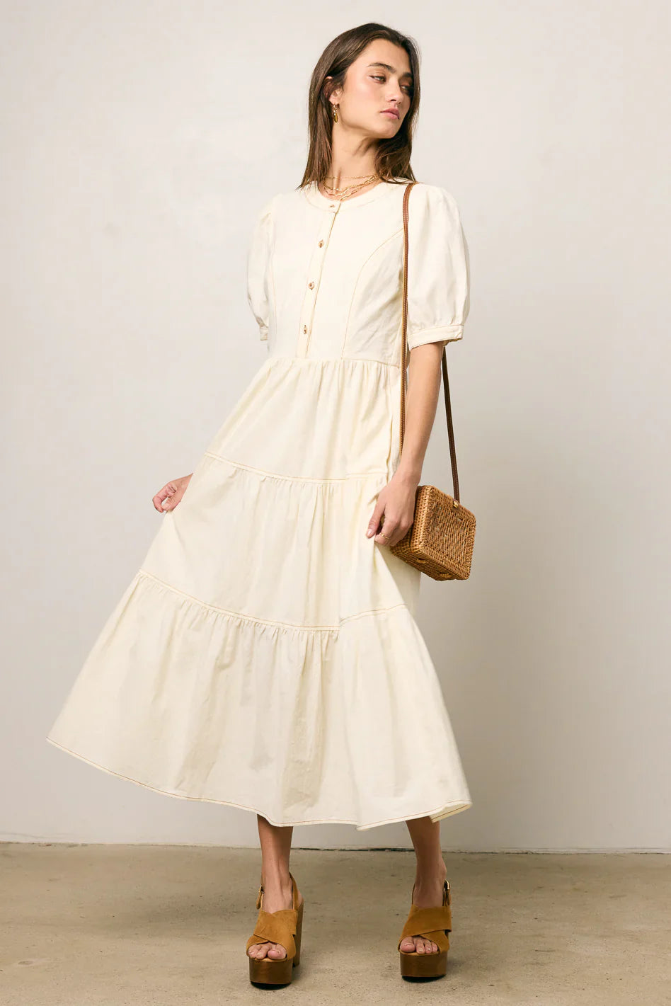 Finey Button Front Maxi Dress in Cream FINAL SALE