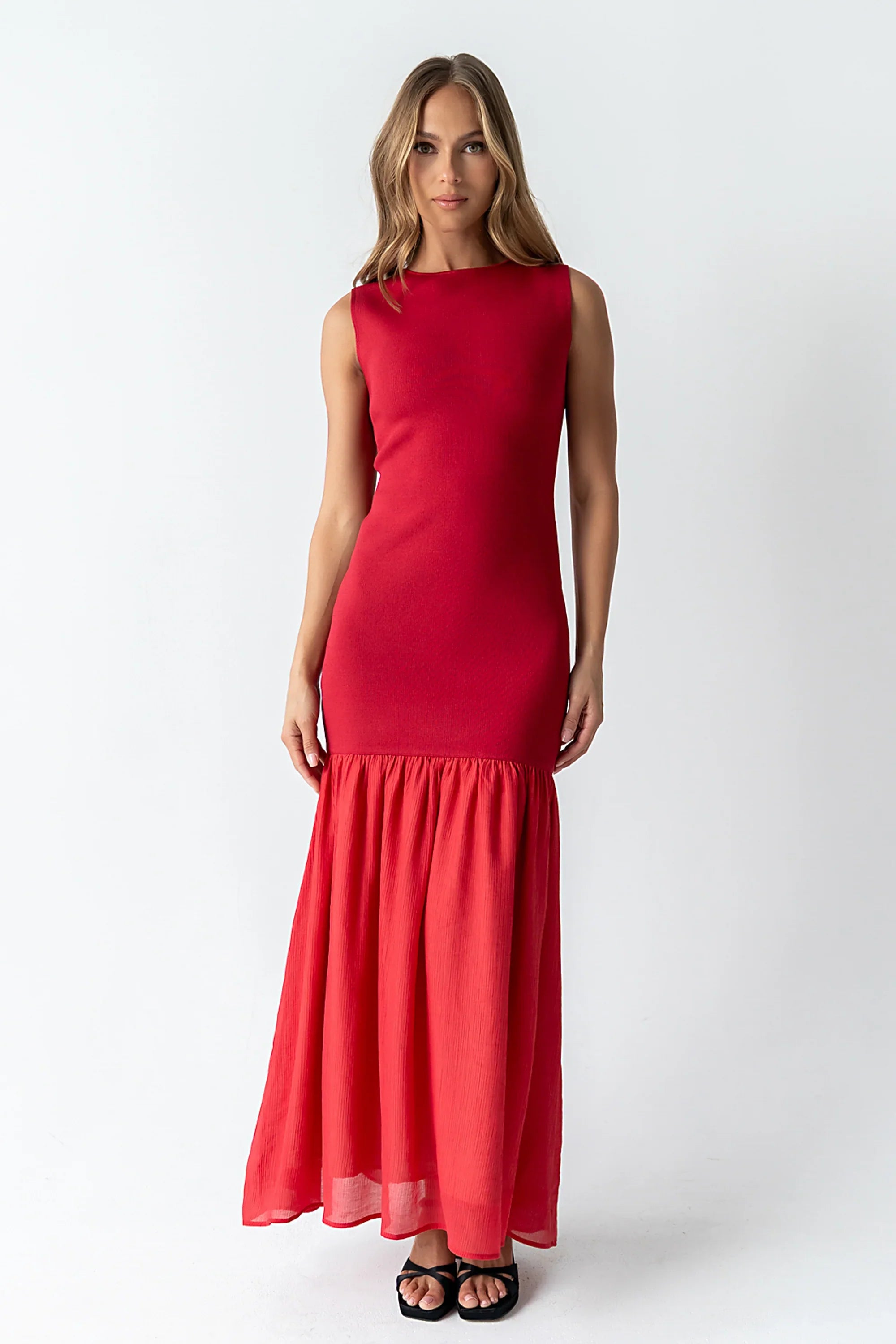 Lindsey Mermaid Maxi Dress in Red