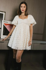 Elodie Floral Babydoll Dress in Cream FINAL SALE