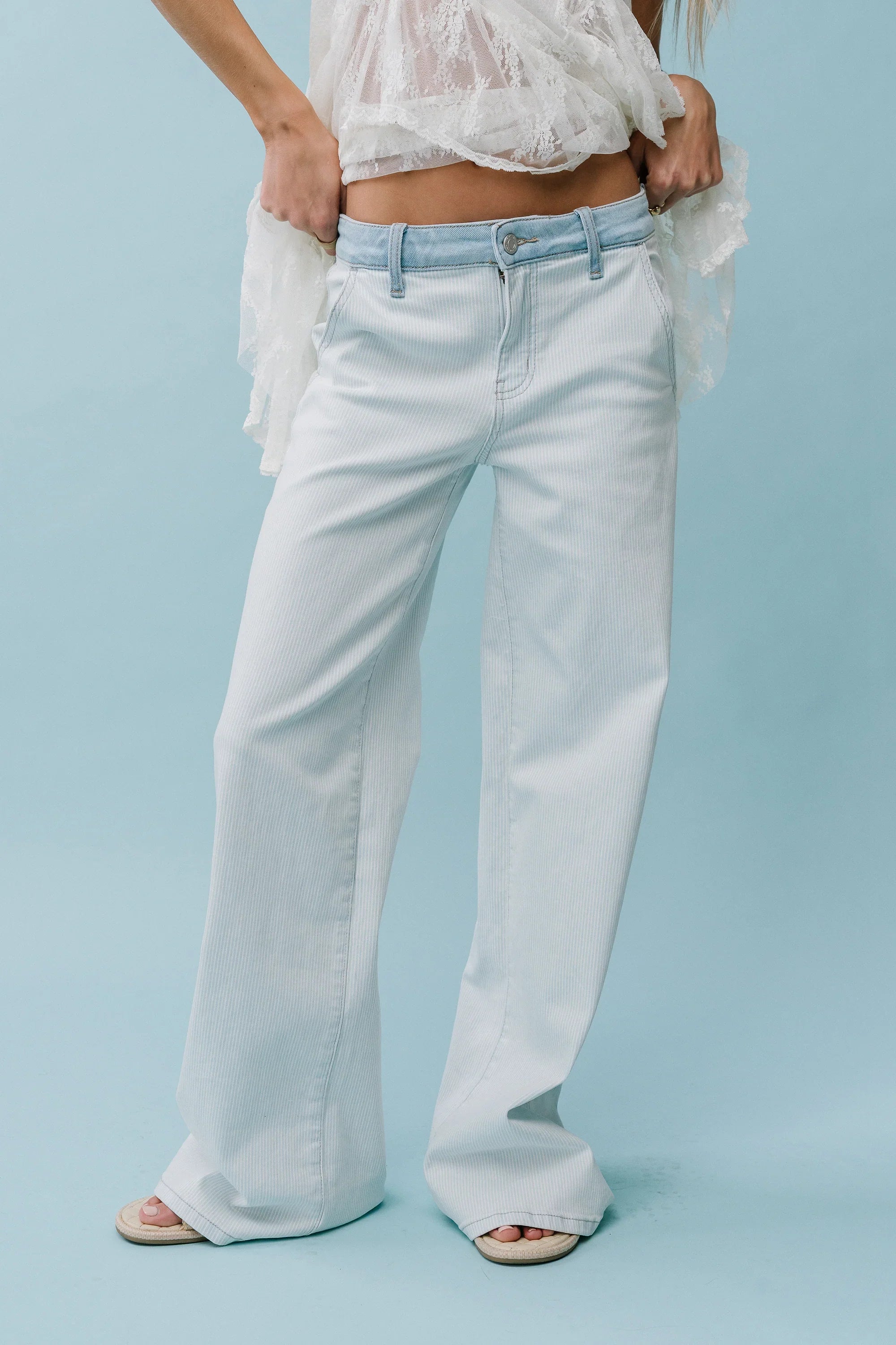 Kendall Striped Wide Leg Jeans