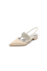 Pointed Toe Rhinestone Beaded Kitten Heels
