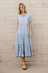 Amanda Tiered Dress in Blue FINAL SALE