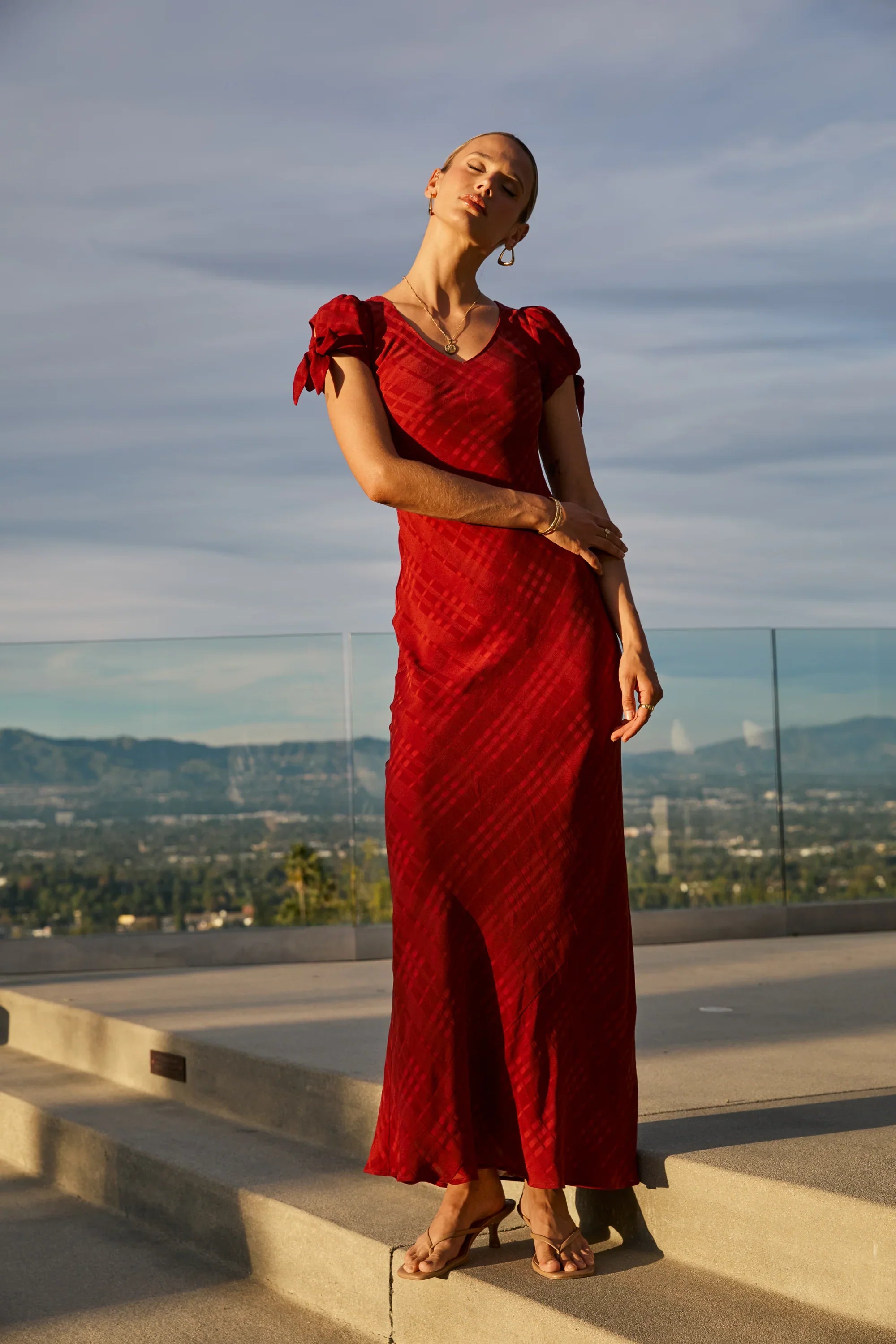 Kimmie Maxi Dress in Red Brown