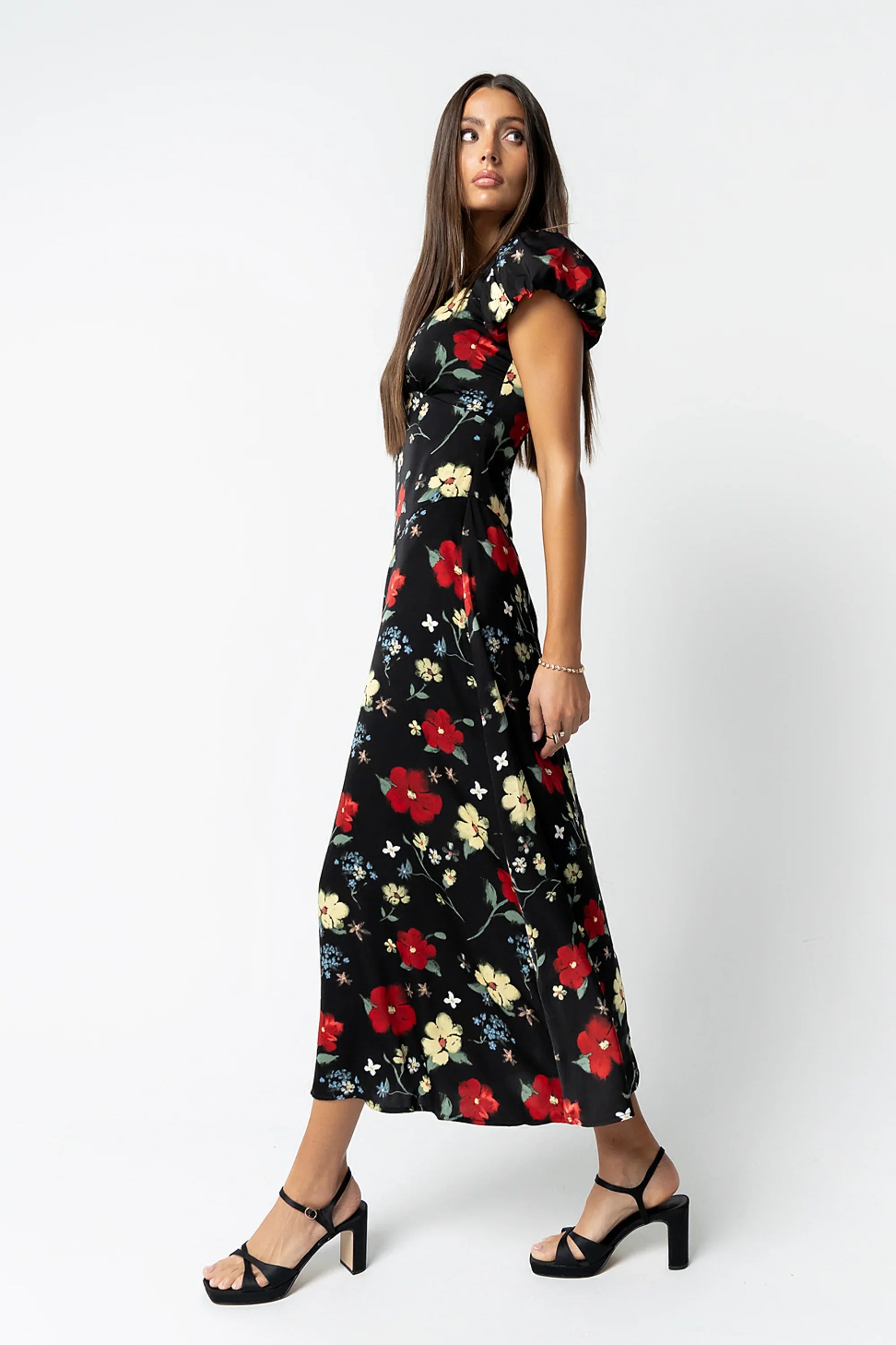 Jenna Floral Maxi Dress in Black
