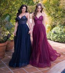 Dani Gown Navy Lace Tulle A line Dress
