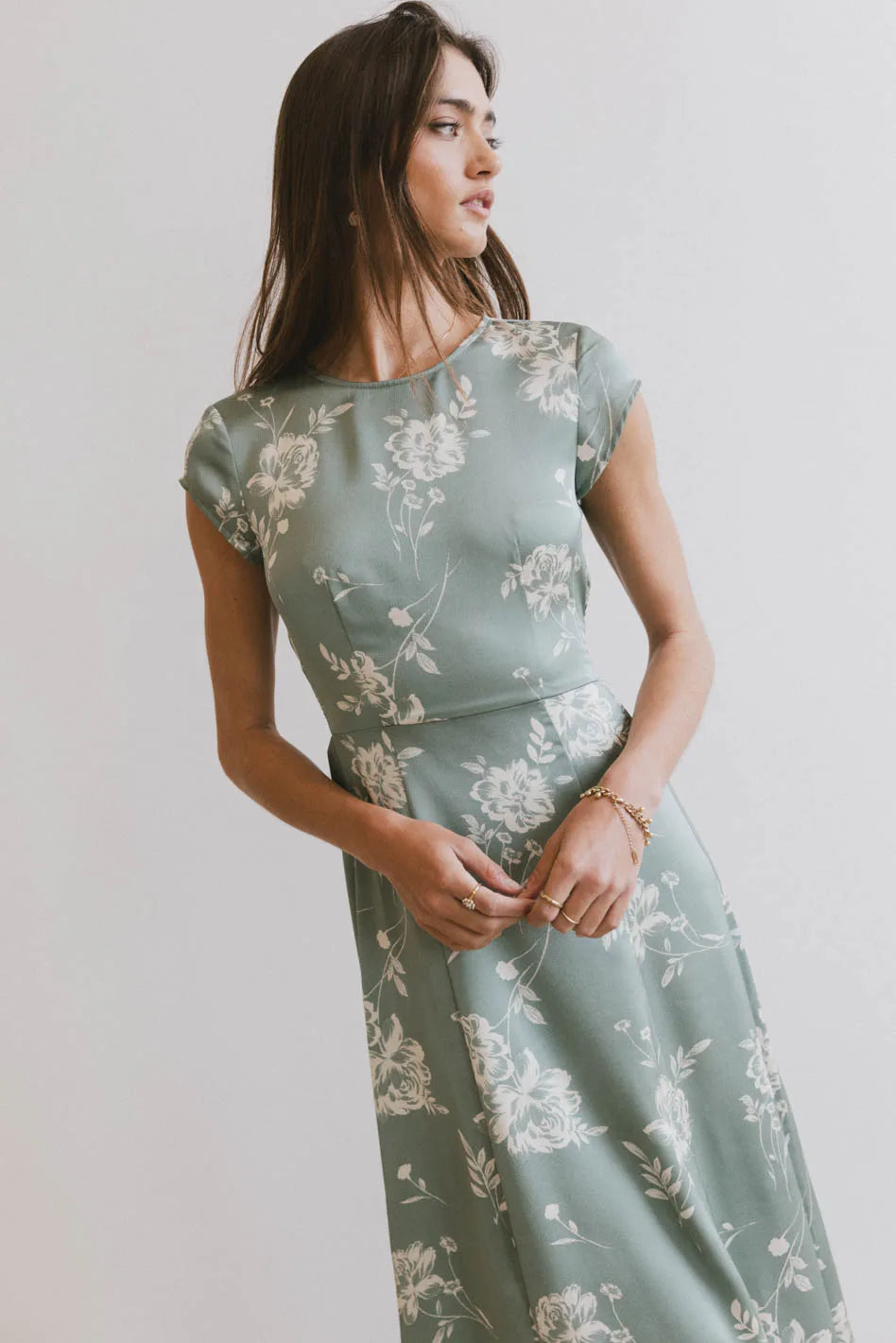 Daniella Floral Dress in Sage FINAL SALE