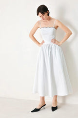 PURE ELEGANCE WHITE MIDI DRESS