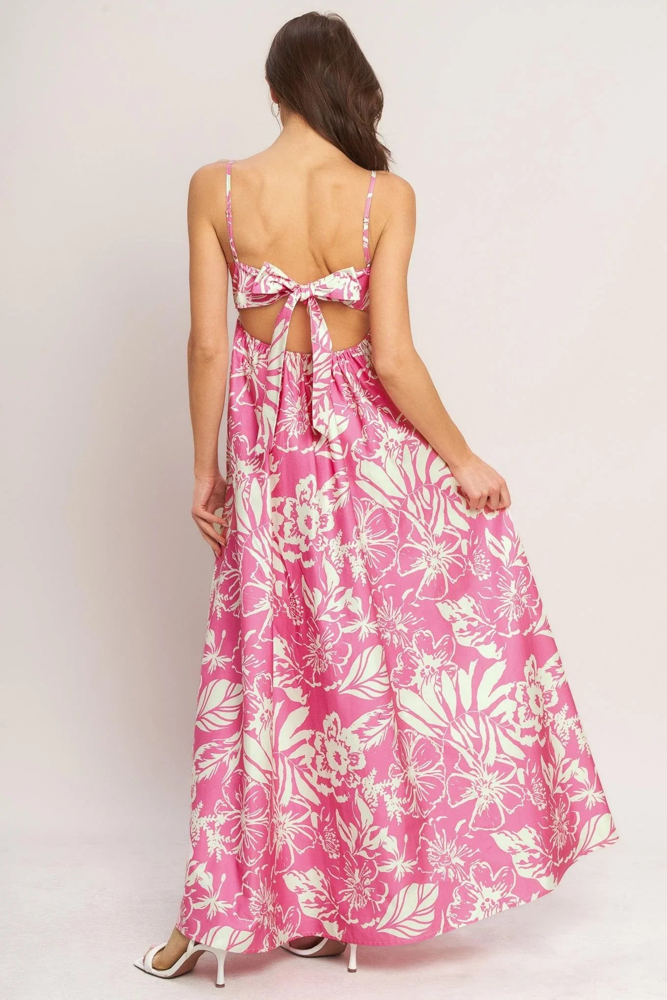 SUMMER HEAT FLORAL PINK MAXI DRESS