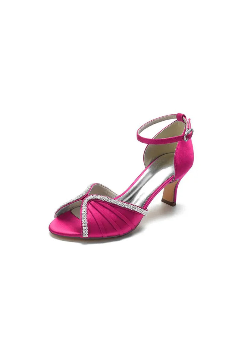 Elegant Rayel Blue Satin Pump with Rhinestone Accents