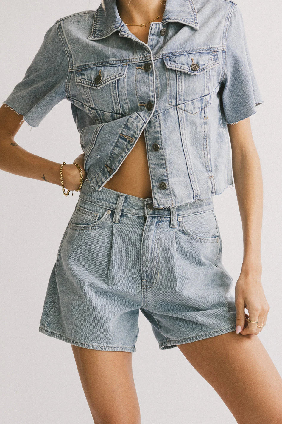 Pryia Denim Shorts in Light Wash FINAL SALE