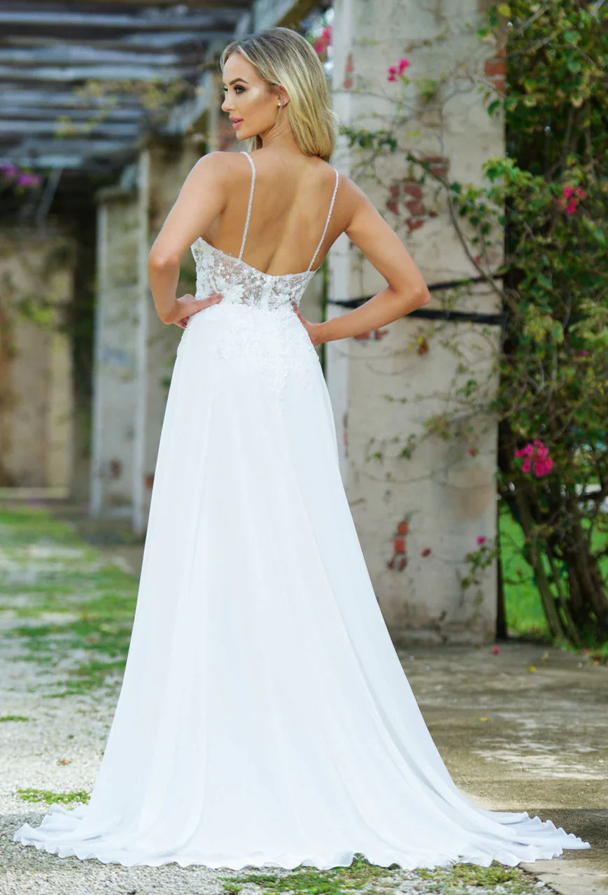 Avianna Gown Floral Lace A Line Chiffon Dress