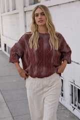 Raegan Cable Knit Sweater in Burgundy FINAL SALE