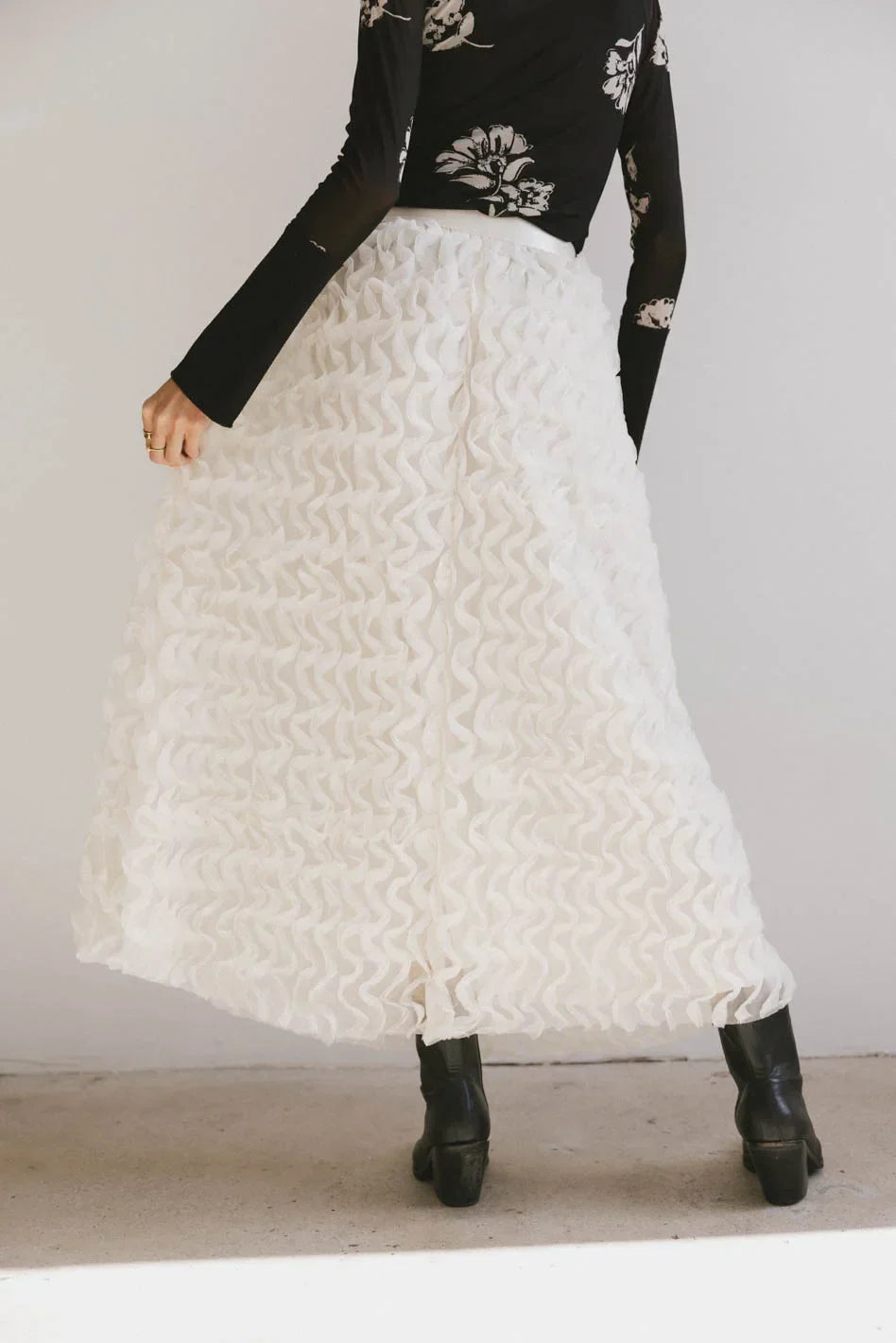 Yani Ruffle Tulle Maxi Skirt in Cream FINAL SALE