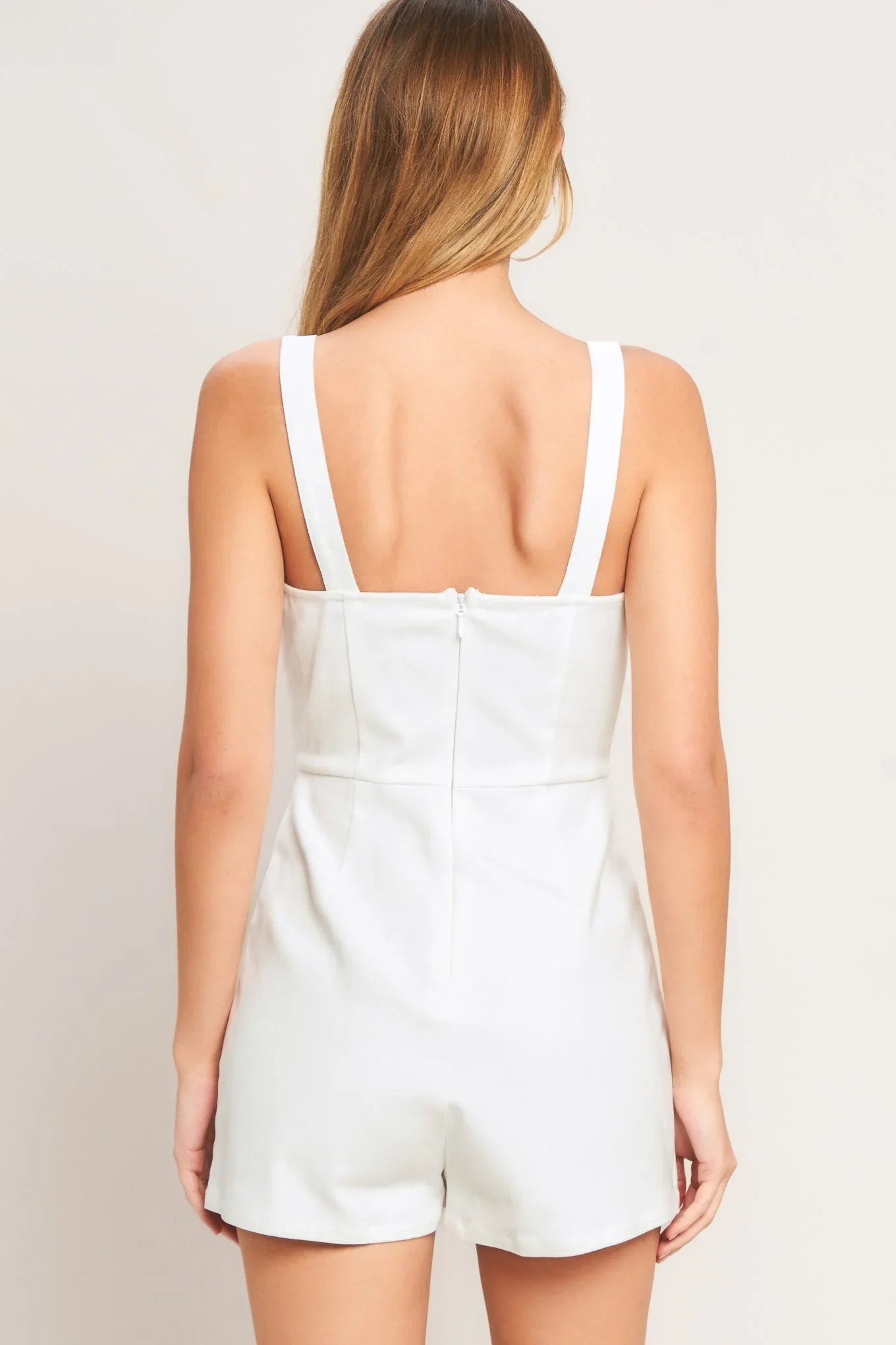 FIRST DATE WHITE DENIM SKORT ROMPER