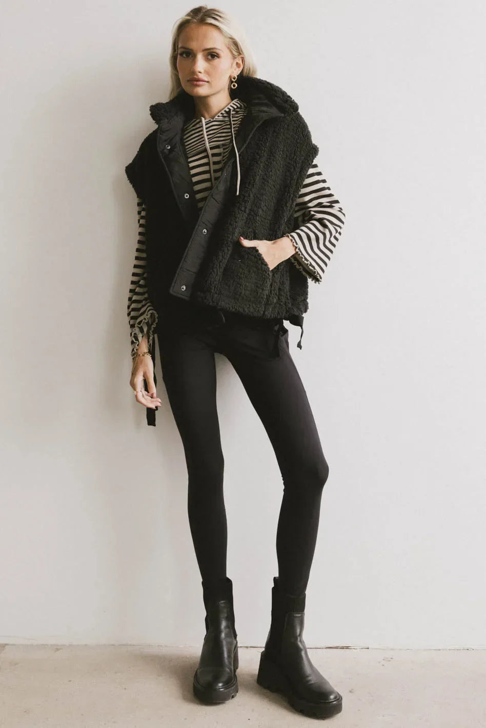 Johanna Sherpa Vest in Black FINAL SALE